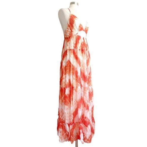 Rococo Sand Orange Tie Dye Chiffon Maxi Dress - Picture 2 of 10